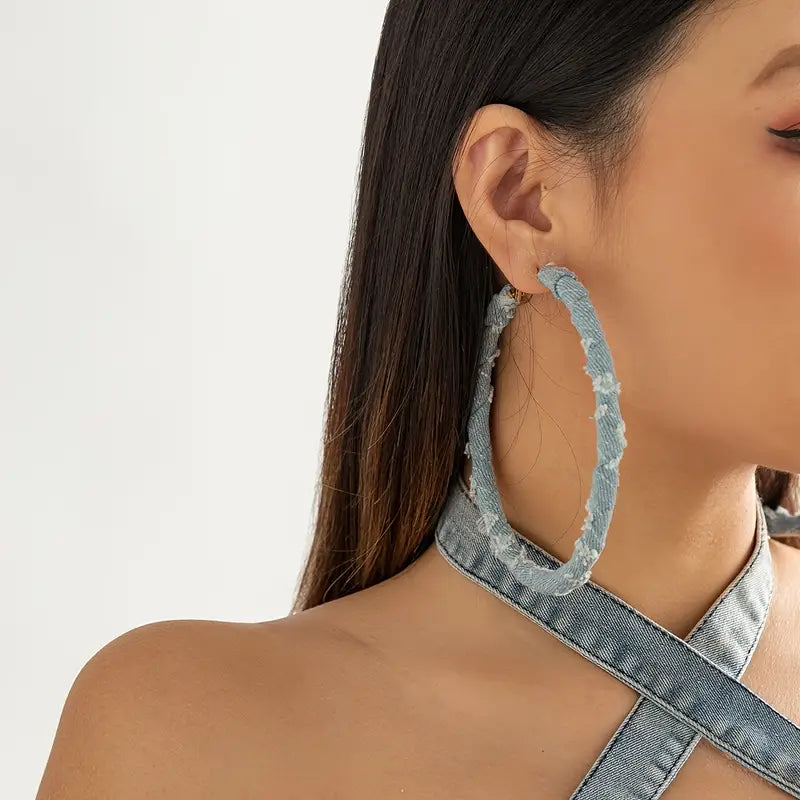 	 denim hoop earrings denim jewelry ideas