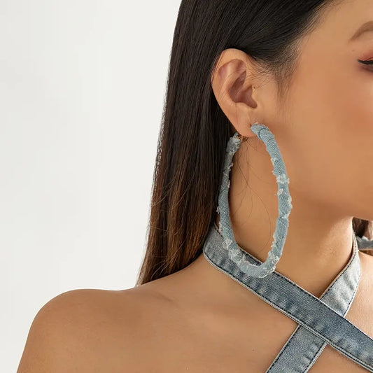 	 denim hoop earrings denim jewelry ideas