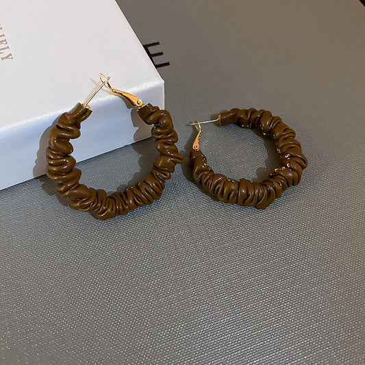 	 chanel leather hoop earrings 	 earrings leather